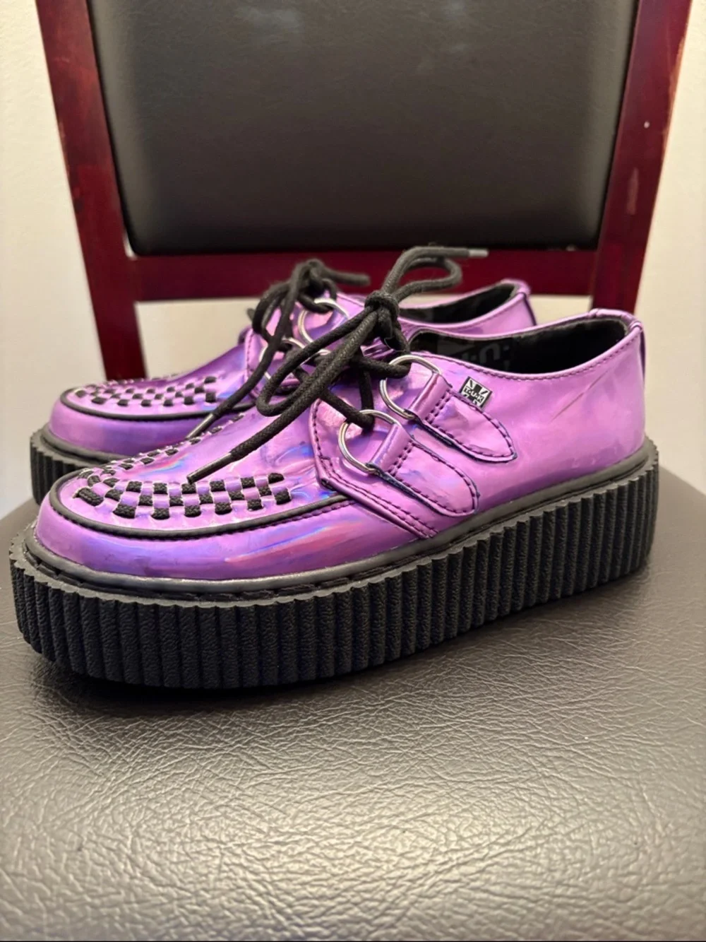 New T.U.K. TUK Purple Iridescent Platform Creepers